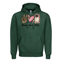 Sports Green peace love pug Zipper Hoodie - JahusDesignShop