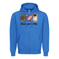 True Royal peace love pug Zipper Hoodie - JahusDesignShop