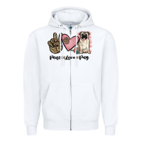 White peace love pug Zipper Hoodie - JahusDesignShop