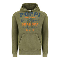 Vintage Olive Mens Poppi Like a Regular Grandpa Funny Fathers Day Vintage Hoodie - linhVisuals