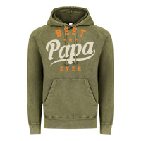 Vintage Olive Mens Best Papa Ever Funny Fathers Day Vintage Hoodie - linhVisuals