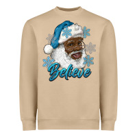 Winter Christmas African American Santa Believe Heavyweight Sweatshirt | Teevron