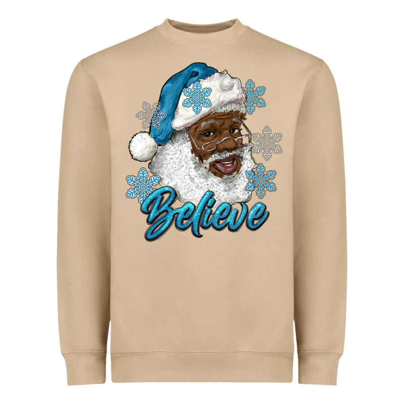Winter Christmas African American Santa Believe Heavyweight Sweatshirt by RanaPortraitStore | Teevron