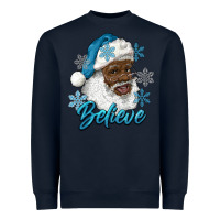 Navy winter christmas african american santa believe Heavyweight Sweatshirt - RanaPortraitStore