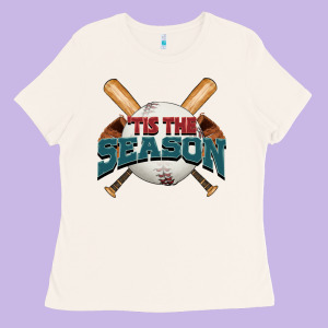 'tis The Season Baseball Ladies Tee Designed By Fadigitalartstudio