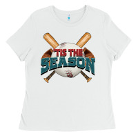 White 'tis the season baseball Ladies Tee - FaDigitalArtStudio