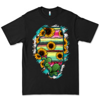 Black Illinois Map Sunflower Cactus Serape Premium Tee - RanaPortraitStore