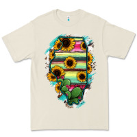 Bone Illinois Map Sunflower Cactus Serape Premium Tee - RanaPortraitStore