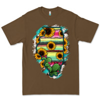Cacao Illinois Map Sunflower Cactus Serape Premium Tee - RanaPortraitStore