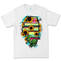 White Illinois Map Sunflower Cactus Serape Premium Tee - RanaPortraitStore