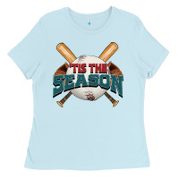 Baby Blue 'tis the season baseball Ladies Tee - FaDigitalArtStudio