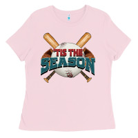Bubblegum Pink 'tis the season baseball Ladies Tee - FaDigitalArtStudio