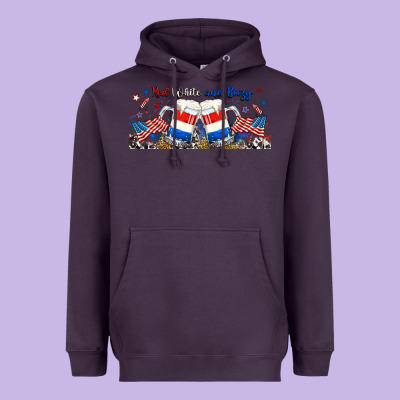 Red White And Boozy Libbey Glass Heavyweight Hoodie Designed By Ranaportraitstore