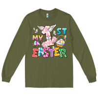 Army Green My 1st Easter Long Sleeve Tee - CowhideDigitalArt