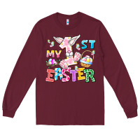 Burgundy My 1st Easter Long Sleeve Tee - CowhideDigitalArt