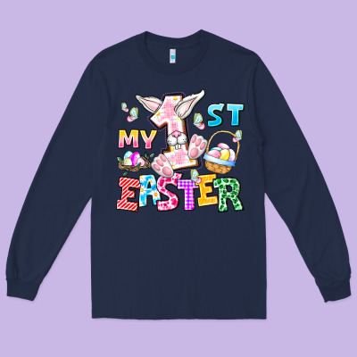 My 1st Easter Long Sleeve Tee Designed By Cowhidedigitalart