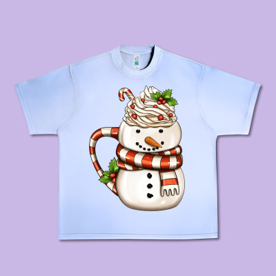 Christmas Snowman Coffee Cup Urban Heavy Tee Designed By Fadigitalartstudio