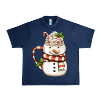 Navy Christmas Snowman Coffee Cup Urban Heavy Tee - FaDigitalArtStudio