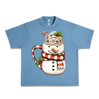 Pebble Blue Christmas Snowman Coffee Cup Urban Heavy Tee - FaDigitalArtStudio