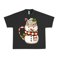 Pigment Black Christmas Snowman Coffee Cup Urban Heavy Tee - FaDigitalArtStudio