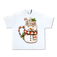 White Christmas Snowman Coffee Cup Urban Heavy Tee - FaDigitalArtStudio