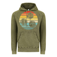 Vintage Olive bocce ball t  shirt bocce ball silhouette on a distressed retro sunset Vintage Hoodie - linhVisuals