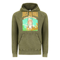 Vintage Olive pommeranian t  shirt dog owner, just wanna pet my pommeranian & drink Vintage Hoodie - linhVisuals