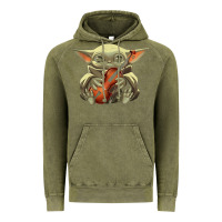 Vintage Olive baby yoda hug violin [tb] Vintage Hoodie - linhVisuals