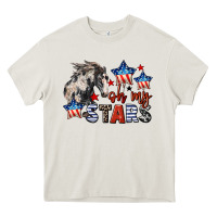 Cream Oh my stars horse 4th of july Heavy Core Tee - CowGirlArtShop