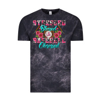 Cloud Black stressed blessed & baseball obsessed Vintage Tee - BundleAndBundleShop