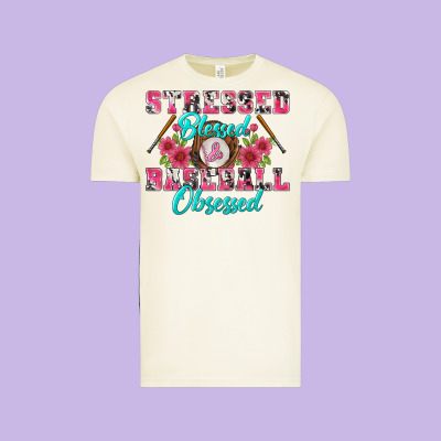 Stressed Blessed & Baseball Obsessed Vintage Tee Designed By Bundleandbundleshop