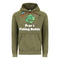 Vintage Olive kids papa's fishing buddy grandson or granddaughter fish t shirt Vintage Hoodie - linhVisuals