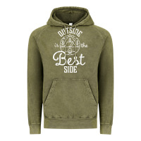 Vintage Olive outside is the best side for outdoor campers and hikers t shirt Vintage Hoodie - linhVisuals