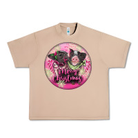Burro Pink Merry Christmas Pig Urban Heavy Tee - FaDigitalArtStudio