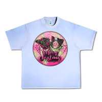 Grape Ice Pink Merry Christmas Pig Urban Heavy Tee - FaDigitalArtStudio