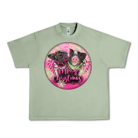 Oil Green Pink Merry Christmas Pig Urban Heavy Tee - FaDigitalArtStudio