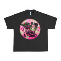 Pigment Black Pink Merry Christmas Pig Urban Heavy Tee - FaDigitalArtStudio
