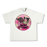 Pistachio Pink Merry Christmas Pig Urban Heavy Tee - FaDigitalArtStudio
