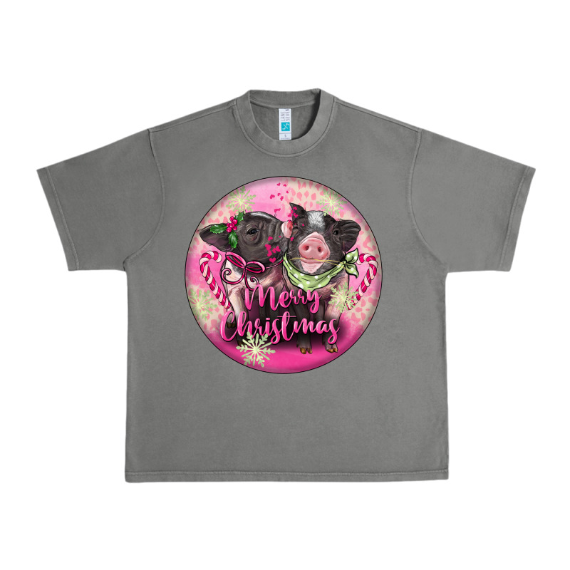 Pink Merry Christmas Pig Urban Heavy Tee by FaDigitalArtStudio | Teevron