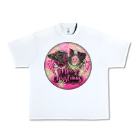 White Pink Merry Christmas Pig Urban Heavy Tee - FaDigitalArtStudio