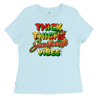 Baby Blue thick thighs juneteenth vibes Ladies Tee - FaDigitalArtStudio