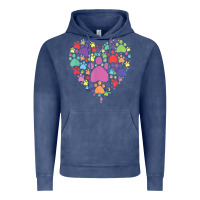 Vintage Denim heart paw print dog cat lover valentines day t shirt Vintage Hoodie - linhVisuals