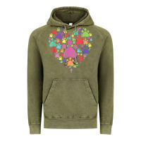 Vintage Olive heart paw print dog cat lover valentines day t shirt Vintage Hoodie - linhVisuals