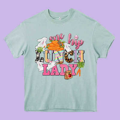One Hip Lunch Lady Easter Day Heavy Core Tee Designed By Cowgirlartshop