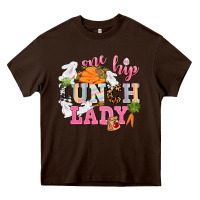 Chocolate Brown One hip Lunch Lady Easter Day Heavy Core Tee - CowGirlArtShop
