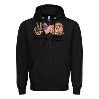Black peace love golden retriever Zipper Hoodie - JahusDesignShop
