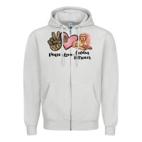 Dove Grey peace love golden retriever Zipper Hoodie - JahusDesignShop
