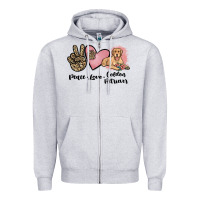 Heather Grey peace love golden retriever Zipper Hoodie - JahusDesignShop
