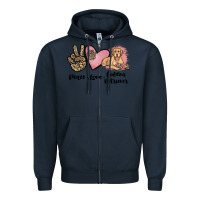 Navy peace love golden retriever Zipper Hoodie - JahusDesignShop
