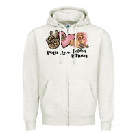 Oatmeal Heather peace love golden retriever Zipper Hoodie - JahusDesignShop
